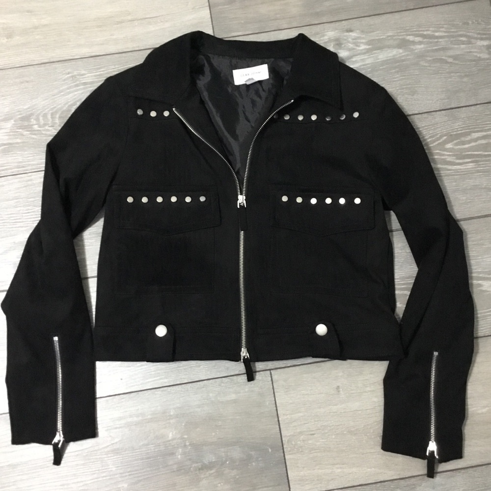 DEAR JOHN Faux Suede Full Zip Silver Stud Jacket M